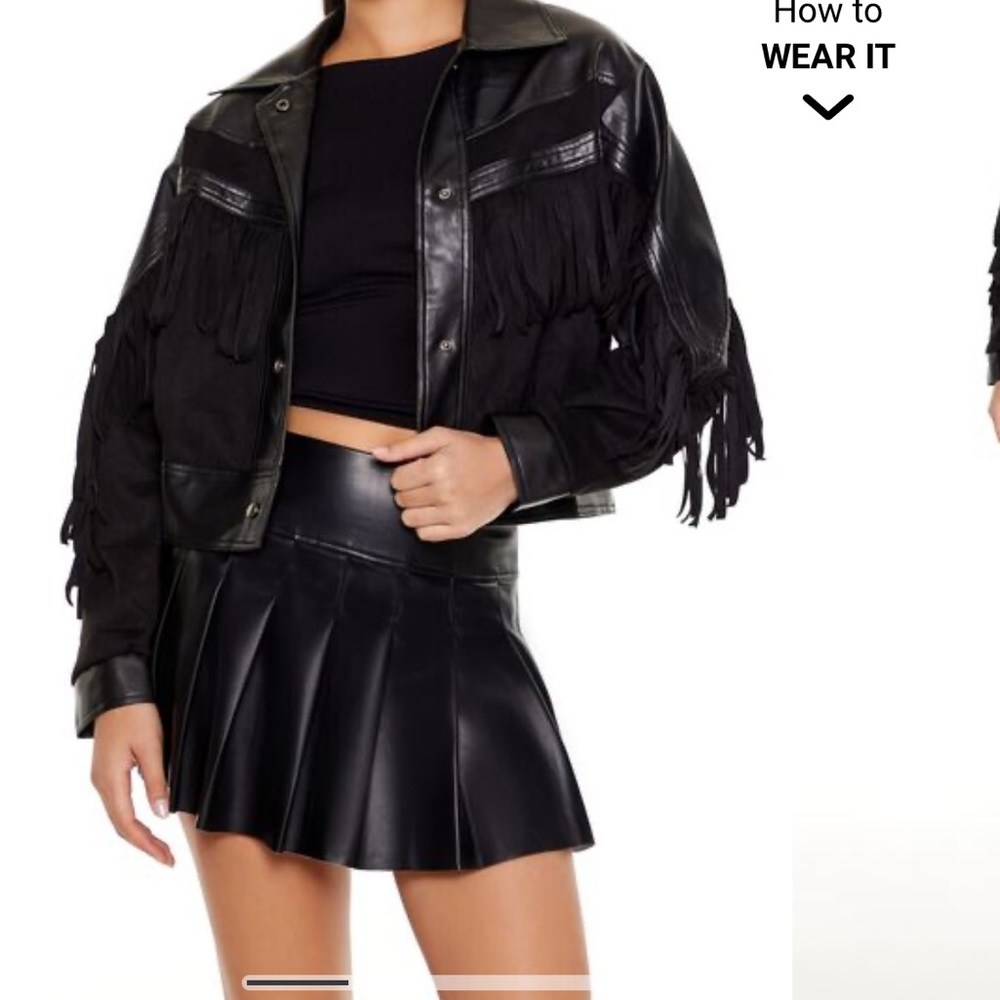 Forever 21 Fringe Faux Suede & Leather Shacket
